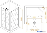 Душевой уголок RGW PA-134B (PA-104B+Z-050-2B+O-204B) 060814400-14 100x100 (черный/прозрачное стекло) - фото2