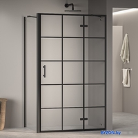 Душевой уголок RGW PA-77B R (PA-07B R + Z-050-2B + держатель O-204B) 41087729-084R 120x90 (черный/прозрачное стекло) - фото