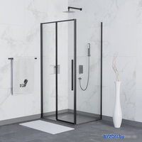 Душевой уголок RGW SV-42B (SV-12B + Z-050-2B) 32324200-014 100x100 (черный/прозрачное стекло) - фото
