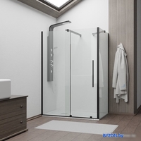 Душевой уголок RGW TO-48B (TO-18B + Z-18B) 41074850-14 150x100 (черный/прозрачное стекло) - фото