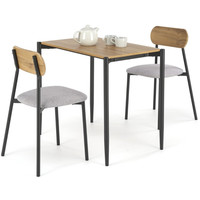Обеденная группа Halmar Nando стол+ 2 стула (натуральный/черный/серый) - фото