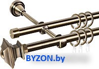 Карниз для штор АС ФОРОС Grace D16Г/16Г составной + наконечники Верди (3.2м, антик) - фото