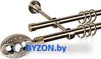 Карниз для штор АС ФОРОС Grace D16Г/16Г составной + наконечники Игнацио (3.2м, антик) - фото
