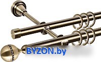 Карниз для штор АС ФОРОС Grace D16Г/16Г составной + наконечники Кортеза (3.2м, антик) - фото
