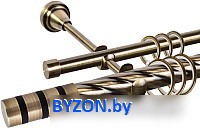 Карниз для штор АС ФОРОС Grace D25К/16Г + наконечники Тристан черный (3м, антик) - фото