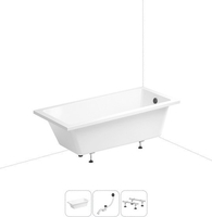 Ванна Wellsee FreeDom 150x80 231101007 (встраиваемая ванна белый глянец, ножки, сифон-автомат матовый черный) - фото
