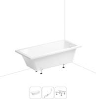 Ванна Wellsee FreeDom 180x85 231103006 (встраиваемая ванна белый глянец, ножки, сифон-автомат глянцевый белый) - фото