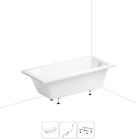 Ванна Wellsee FreeDom 180x85 231103008 (встраиваемая ванна белый глянец, ножки, сифон-автомат золото) - фото