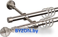 Карниз для штор АС ФОРОС Grace D16K/16Г составной + наконечники Ампир (3м, сатин) - фото