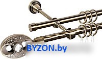 Карниз для штор АС ФОРОС Grace D16K/16Г составной + наконечники Игнацио (3.2м, антик) - фото
