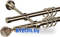Карниз для штор АС ФОРОС Grace D16K/16Г составной + наконечники Орион (3.2м, антик) - фото