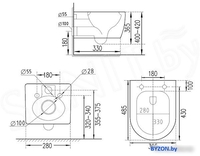 Унитаз подвесной Roxen Antares Bidet в комплекте с инсталляцией StounFix Dual Fresh 6 в 1 966280 (кнопка: бежевый) - фото2