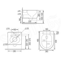 Унитаз подвесной Roxen Antares 530185-01 в комплекте с инсталляцией StounFix Dual Fresh 6 в 1 966626 (кнопка: бежевый) - фото2