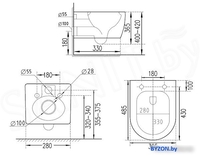 Унитаз подвесной Roxen Antares 530185-02 в комплекте с инсталляцией StounFix Slim 6 в 1 966774 (кнопка: серый гранит) - фото2