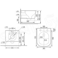 Унитаз подвесной Roxen Cube в комплекте с инсталляцией StounFix Dual Fresh 6 в 1 966383 (кнопка: серый бетон) - фото2