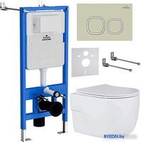 Унитаз подвесной Roxen Porto в комплекте с инсталляцией StounFix Dual Fresh 6 в 1 966529 (кнопка: бежевый) - фото