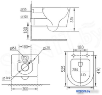 Унитаз подвесной Roxen Porto в комплекте с инсталляцией StounFix Dual Fresh 6 в 1 966529 (кнопка: бежевый) - фото2