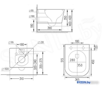 Унитаз подвесной Roxen Boro в комплекте с инсталляцией StounFix Dual Fresh 6 в 1 966244 (кнопка: бежевый) - фото2