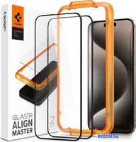 Защитное стекло Spigen ALM Glas FC для iPhone 15 Pro Max AGL06875 (2шт) - фото