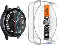 Защитное стекло Spigen EZ FIT Glas.TR для Galaxy Watch 6 Classic (43mm) AGL07067 (2шт) - фото2