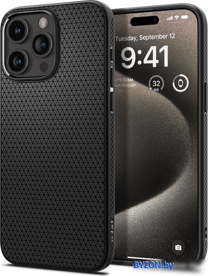 Чехол для телефона Spigen Liquid Air для iPhone 15 Pro Max ACS06562 (черный) Чехол для телефона Spigen Liquid Air для iPhone 15 Pro Max ACS06562 (черный)