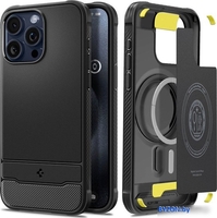 Чехол для телефона Spigen Rugged Armor (MagFit) для iPhone 15 Pro Max ACS06561 (черный) - фото