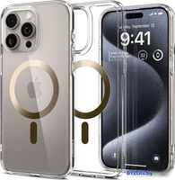 Чехол для телефона Spigen Ultra Hybrid (MagFit) для iPhone 15 Pro ACS06718 (золотой) - фото