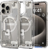 Чехол для телефона Spigen Ultra Hybrid Zero One (MagFit) для iPhone 15 Pro Max ACS07211 (серый/разноцветный) - фото