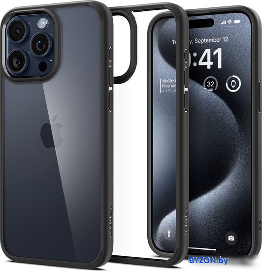 Чехол для телефона Spigen Ultra Hybrid для iPhone 15 Pro Max ACS06570 (черный) Чехол для телефона Spigen Ultra Hybrid для iPhone 15 Pro Max ACS06570 (черный)