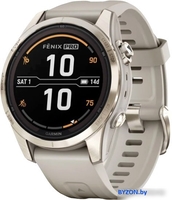 Умные часы Garmin Fenix 7S Pro Sapphire Solar (мягкое золото/песок) - фото