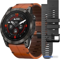 Умные часы Garmin Epix Pro Gen 2 Sapphire 51 мм (карбоново-серый титан/каштановый, с кожаным и силиконовым ремешками) - фото