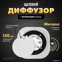 Осевой вентилятор HOMY Air Круглый с таймером AIR003 d150 (белый) - фото