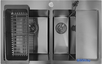 Кухонная мойка Stellar Decor S7850NB-2L-D (нано черный) - фото