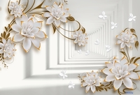 Фотообои ФабрикаФресок 3D Абстракция. Бабочки Цветы и Туннель 1044270 (400x270) - фото