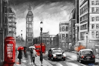 Фотообои ФабрикаФресок Живопись. Черно-белый Акварельный Лондон. БигБен 1174270 (400x270) - фото