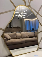 Зеркало eMZe 76x92 LED.CLOUD.UV.76.92.AUR.4K (золотистый с УФ-окантовкой и подсветкой) - фото2