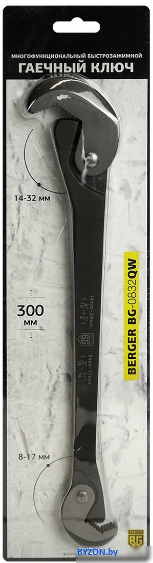 Гаечный ключ Berger Многофункц. быстрозаж. для крепежа размером 8-32мм BG-0832QW Гаечный ключ Berger Многофункц. быстрозаж. для крепежа размером 8-32мм BG-0832QW