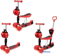 Трехколесный самокат Moby Kids Божья коровка 3 в 1 641275 (красный) - фото2