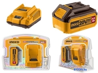 Аккумулятор с зарядным устройством Ingco FBCPK1214 (20В/4 Аh) - фото