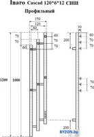 Полотенцесушитель Маргроид Ferrum Inaro 3 Cascade СНШ профильный 120*6*12 Черный матовый, скрытого монтажа, таймер справа - фото2