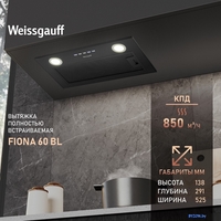 Кухонная вытяжка Weissgauff FIONA 60 BL - фото2