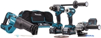 Makita DK0126G401 (шуруповерт, винтоверт, болгарка, сабельная пила, 2 АКБ, сумка) - фото