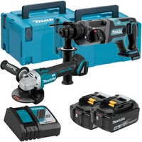 Makita DLX2153TJ1 (перфоратор, болгарка, 2 АКБ, кейс) - фото