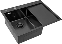 Кухонная мойка ARFEKA ECO AR 650*500 L BLACK PVD NANO - фото