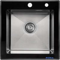 Кухонная мойка ARFEKA ECO AR 500*500 GS BLACK GLASS + SATIN - фото