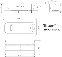 Ванна Triton Ника 180x80 - фото2