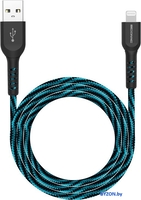 Кабель Atomic Flexstick Game+ 30.328 USB Type-A - Lightning (1.5 м, черный/голубой) - фото