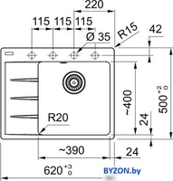 Кухонная мойка Franke Centro CNG 611-62 TL 114.0633.124 (матовый черный) - фото2