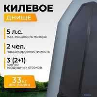 Моторно-гребная лодка BarrakuDA BR-2900 Киль (серый) - фото2