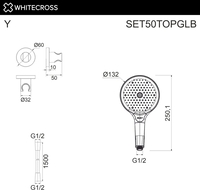 Душевой гарнитур Whitecross SET50TOPGLB (брашированное золото) - фото2